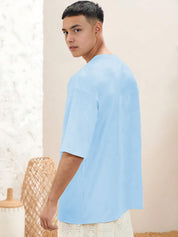 KOTTY Printed Men Round Neck Blue T-Shirt