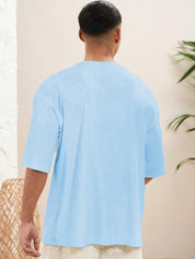 KOTTY Printed Men Round Neck Blue T-Shirt