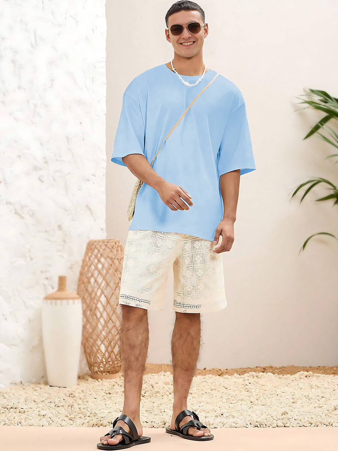 KOTTY Printed Men Round Neck Blue T-Shirt