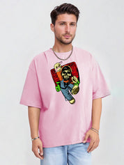 KOTTY Printed Men Round Neck Pink T-Shirt
