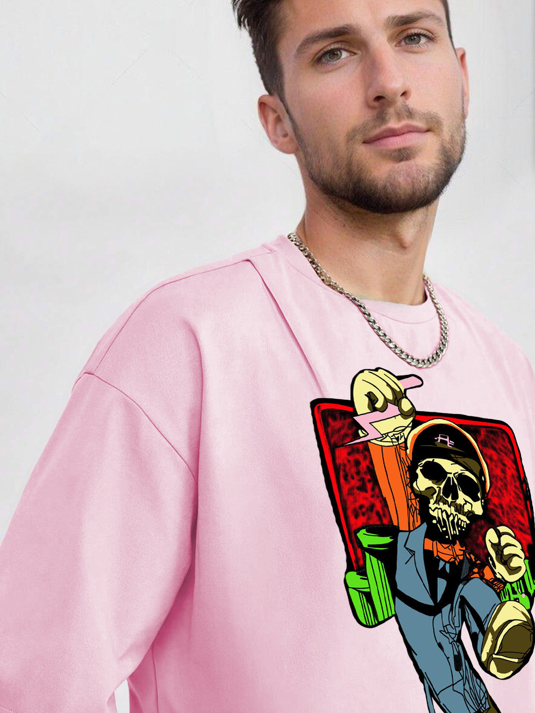 KOTTY Printed Men Round Neck Pink T-Shirt