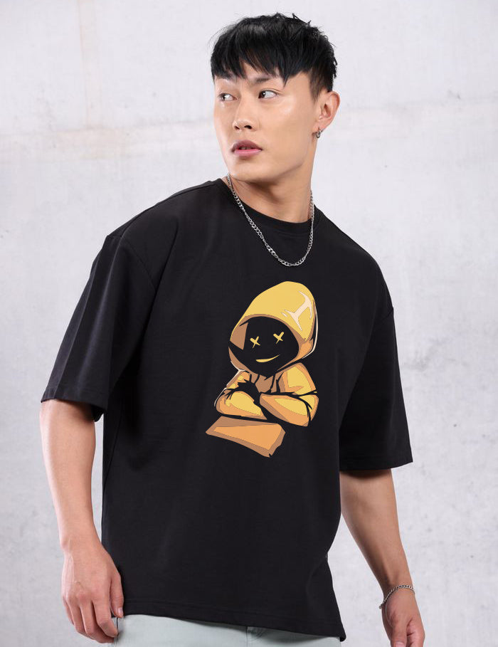 KOTTY Printed Men Round Neck Black T-Shirt