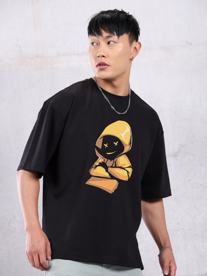 KOTTY Printed Men Round Neck Black T-Shirt