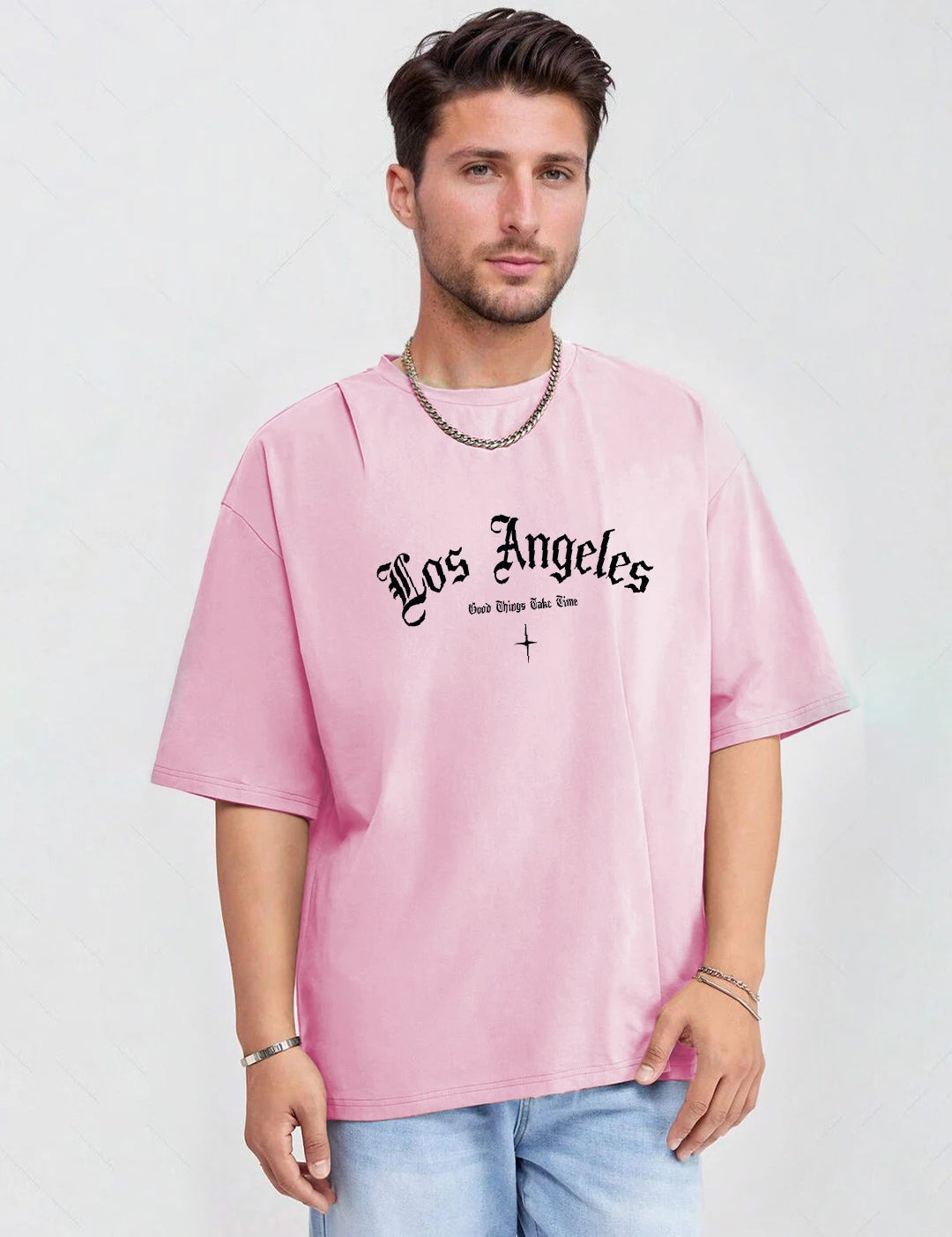 KOTTY Printed Men Round Neck Pink T-Shirt