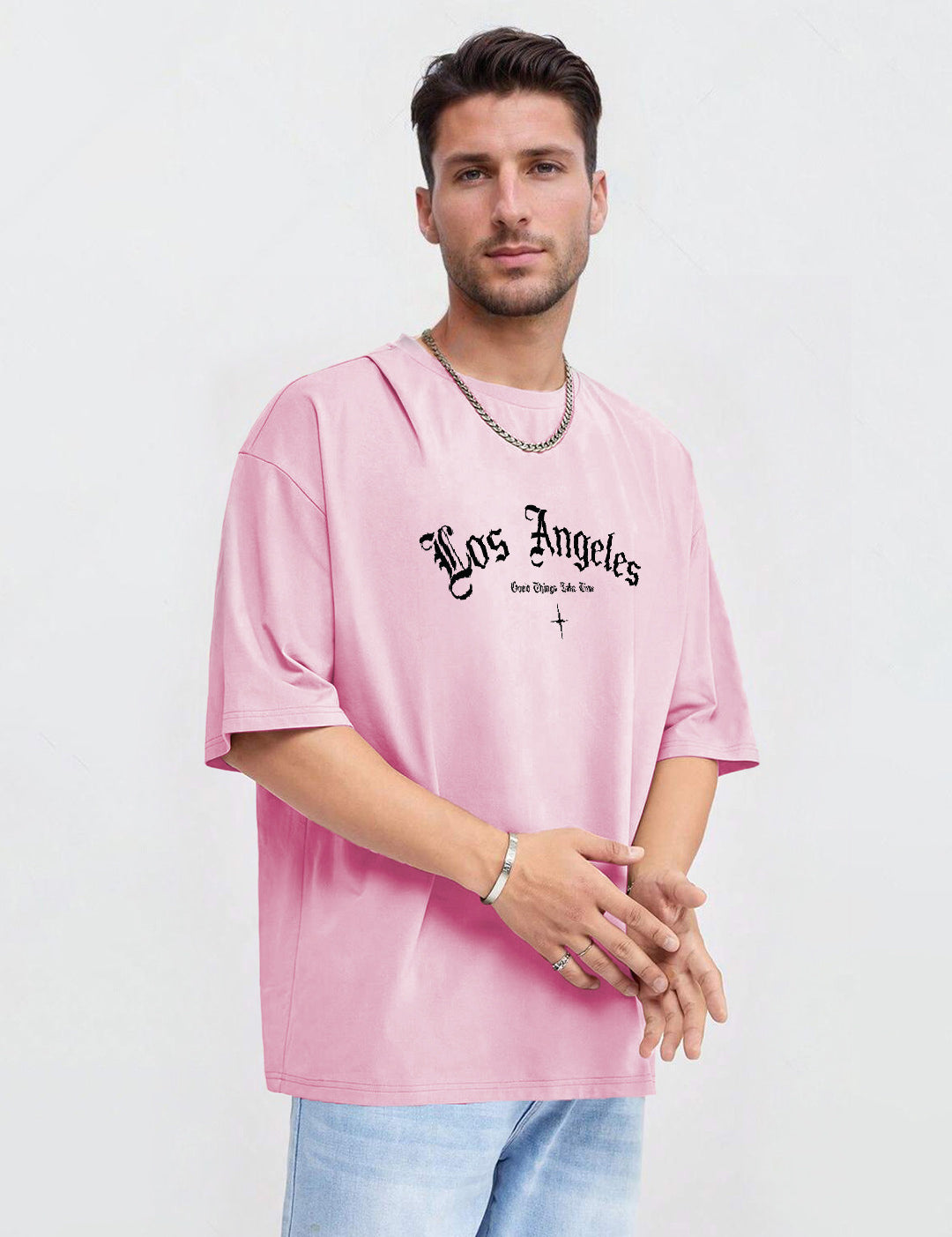 KOTTY Printed Men Round Neck Pink T-Shirt