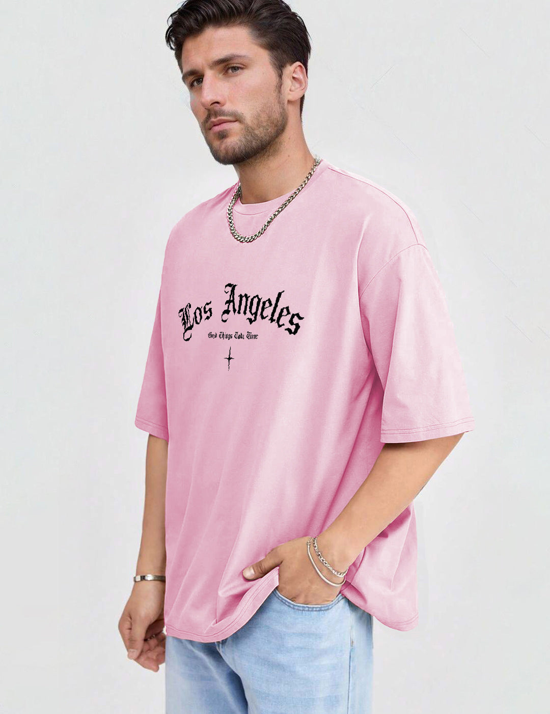 KOTTY Printed Men Round Neck Pink T-Shirt