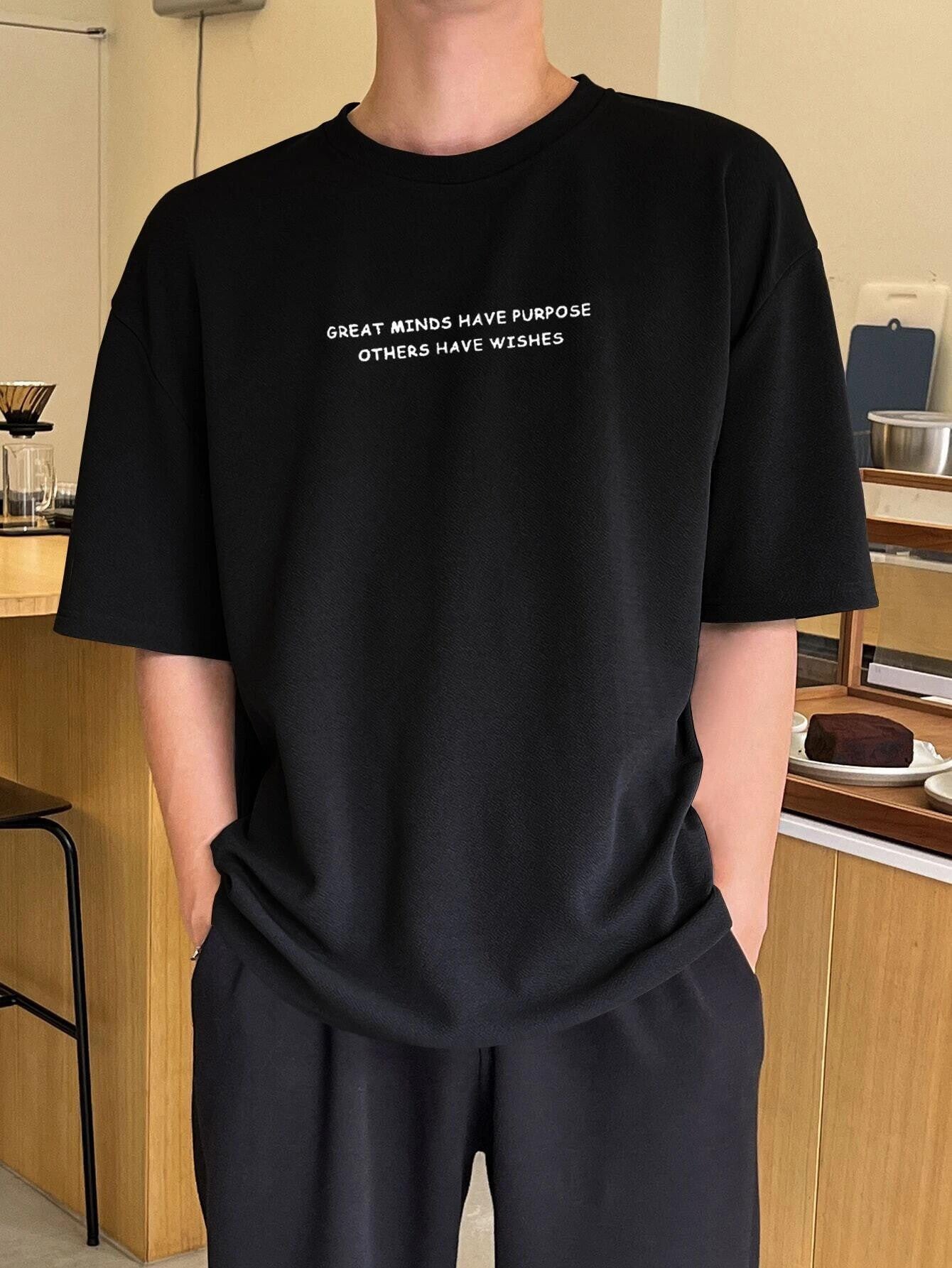 KOTTY Mens Solid Boet Neck Black T-Shirt