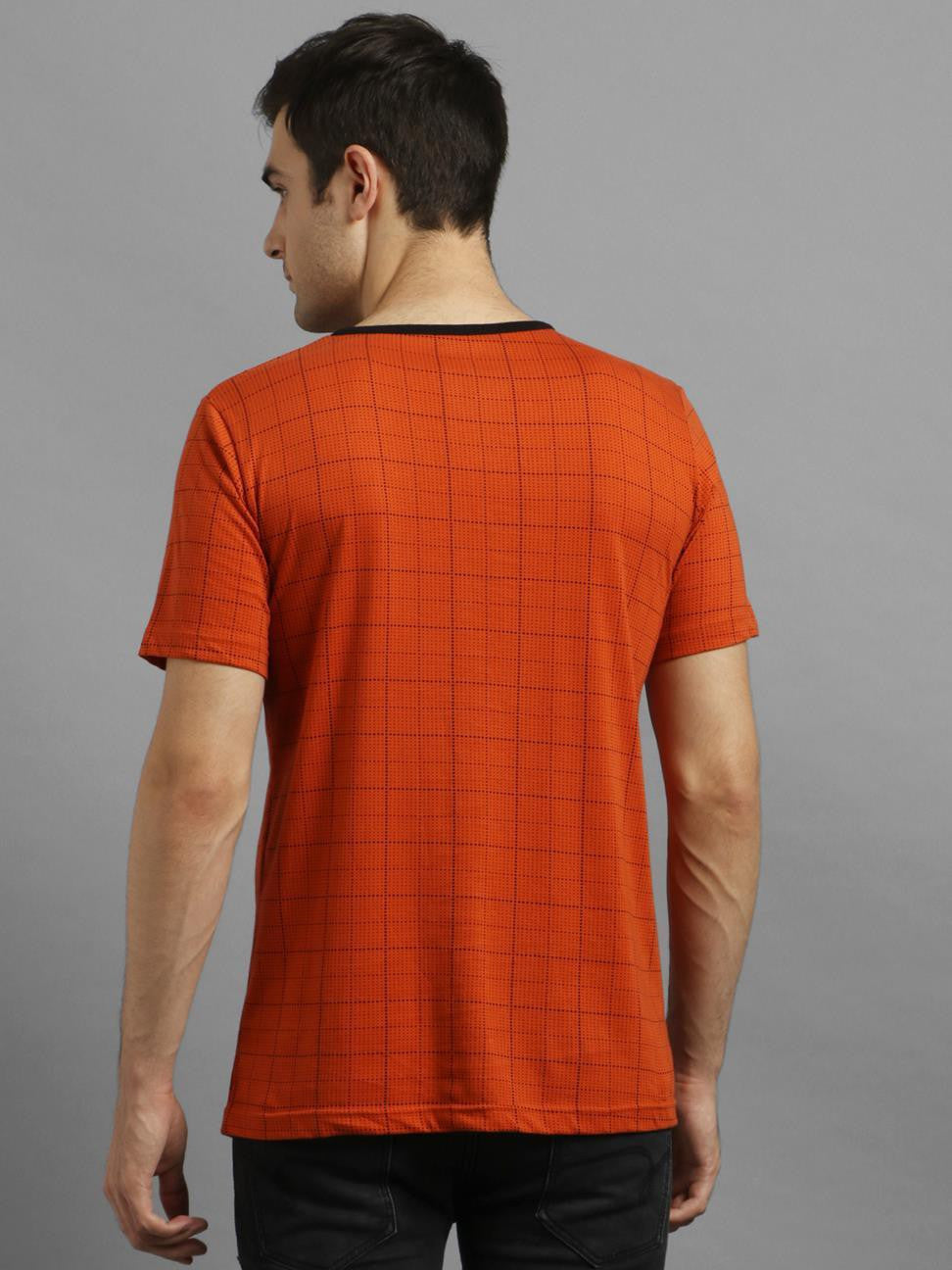 KOTTY Printed Men Round Neck Orange T-Shirt