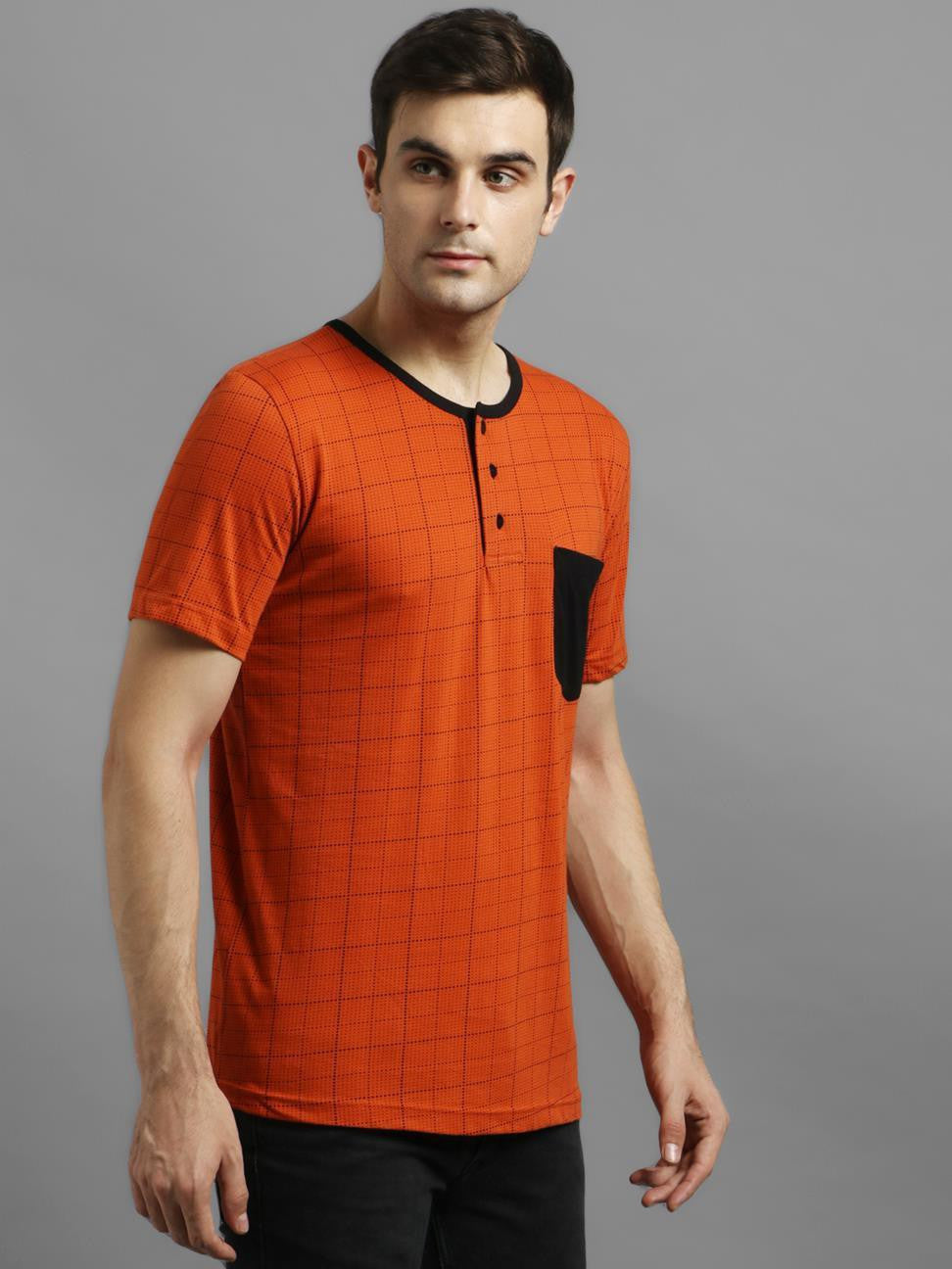 KOTTY Printed Men Round Neck Orange T-Shirt