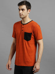 KOTTY Printed Men Round Neck Orange T-Shirt