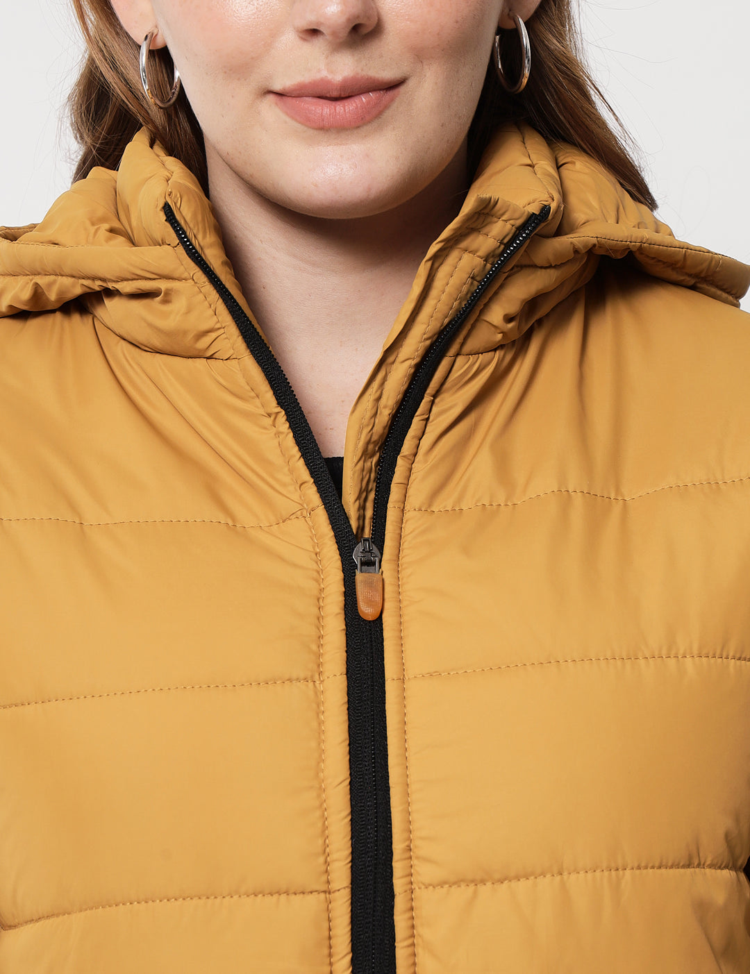 KOTTY Women Nylon Mustard Yellow Solid Puffer Jacket