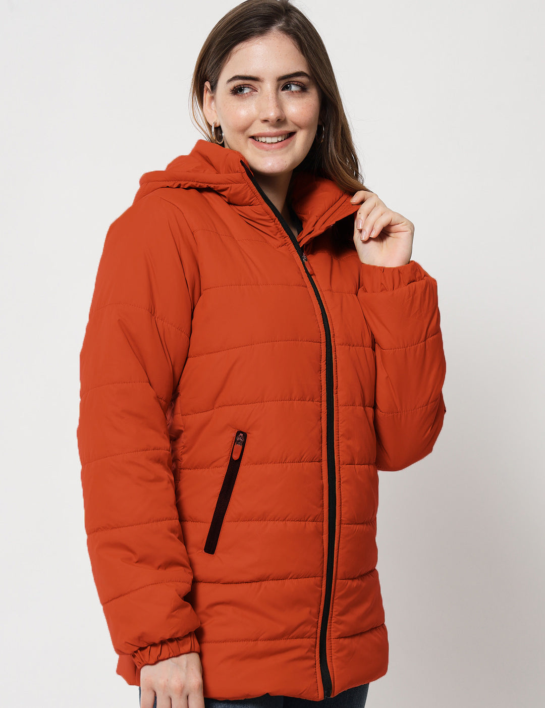 KOTTY Women Nylon Full Sleeve Solid Puffer Jacket