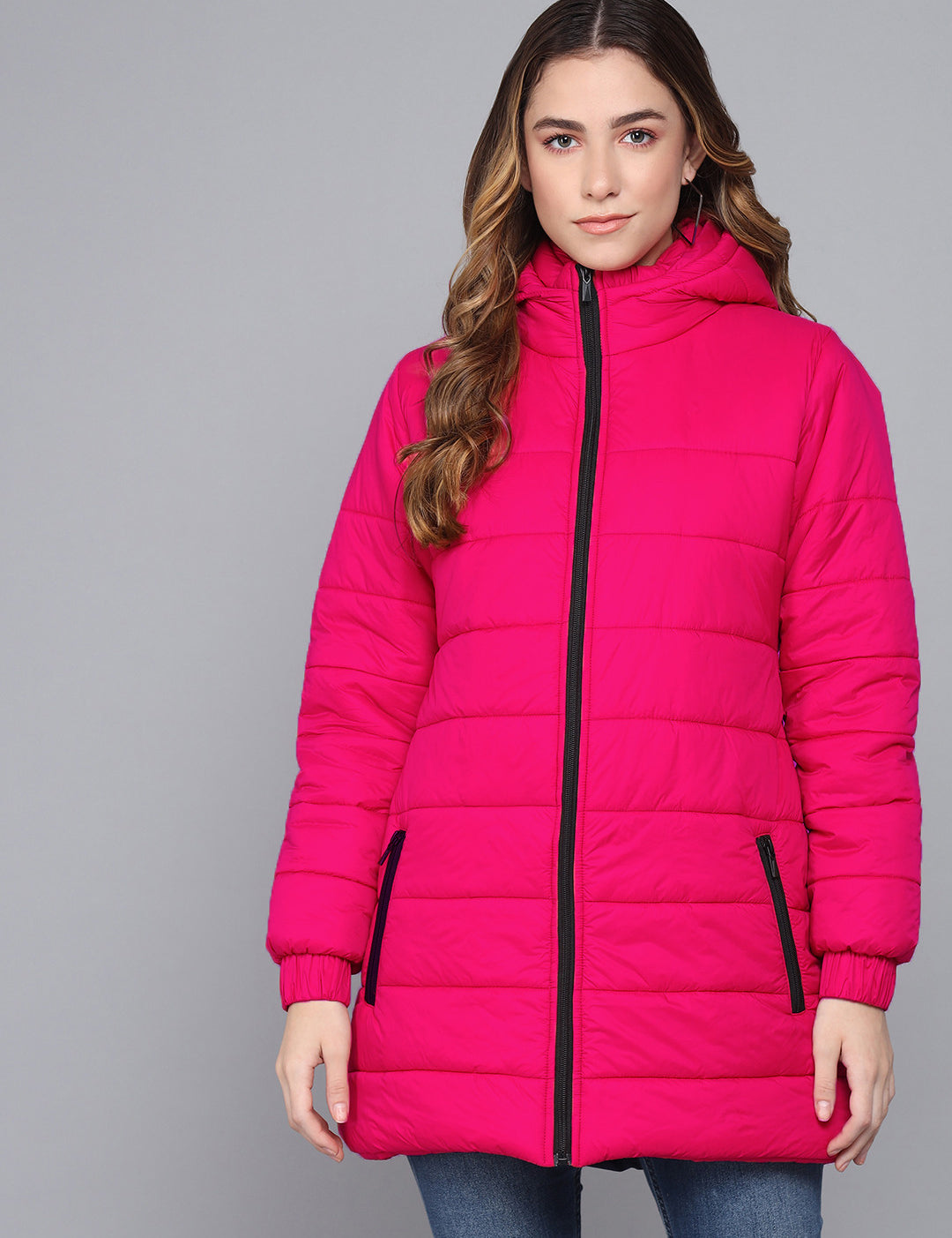 KOTTY Women Nylon Full Sleeve Solid Puffer Jacket