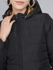 KOTTY Women Jade Black Full Sleeves Nylon Puffer Jacket