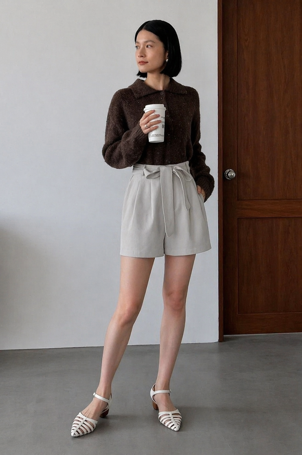 Tie-Waist Tailored Trouser Shorts