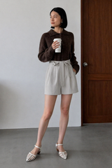 Tie-Waist Tailored Trouser Shorts