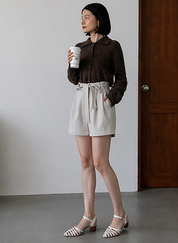 Tie-Waist Tailored Trouser Shorts