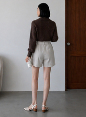 Tie-Waist Tailored Trouser Shorts