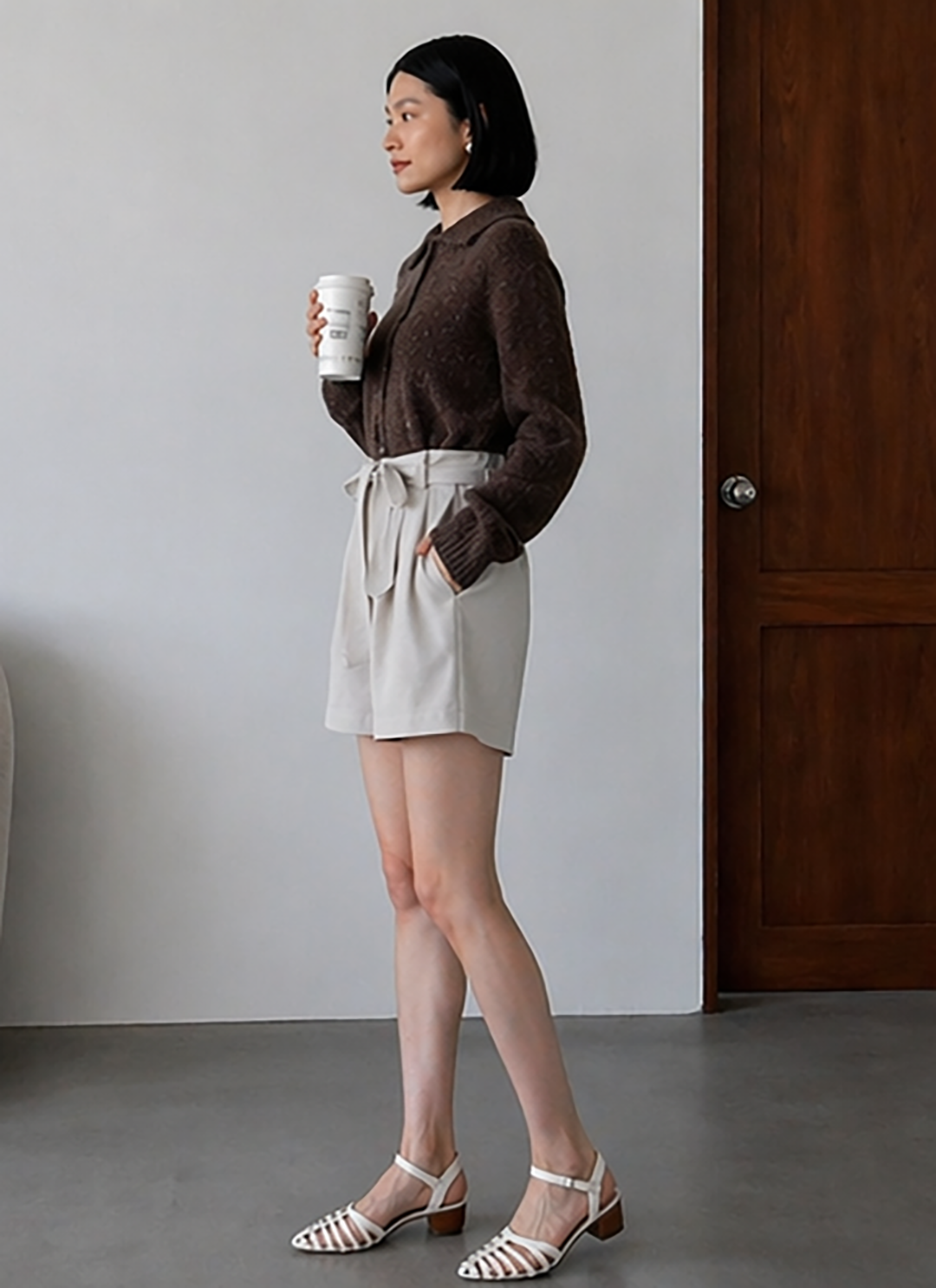Tie-Waist Tailored Trouser Shorts