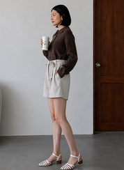 Tie-Waist Tailored Trouser Shorts