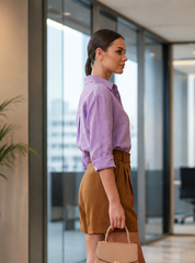 Tailored High-Waisted Shorts in Tobacco Brown