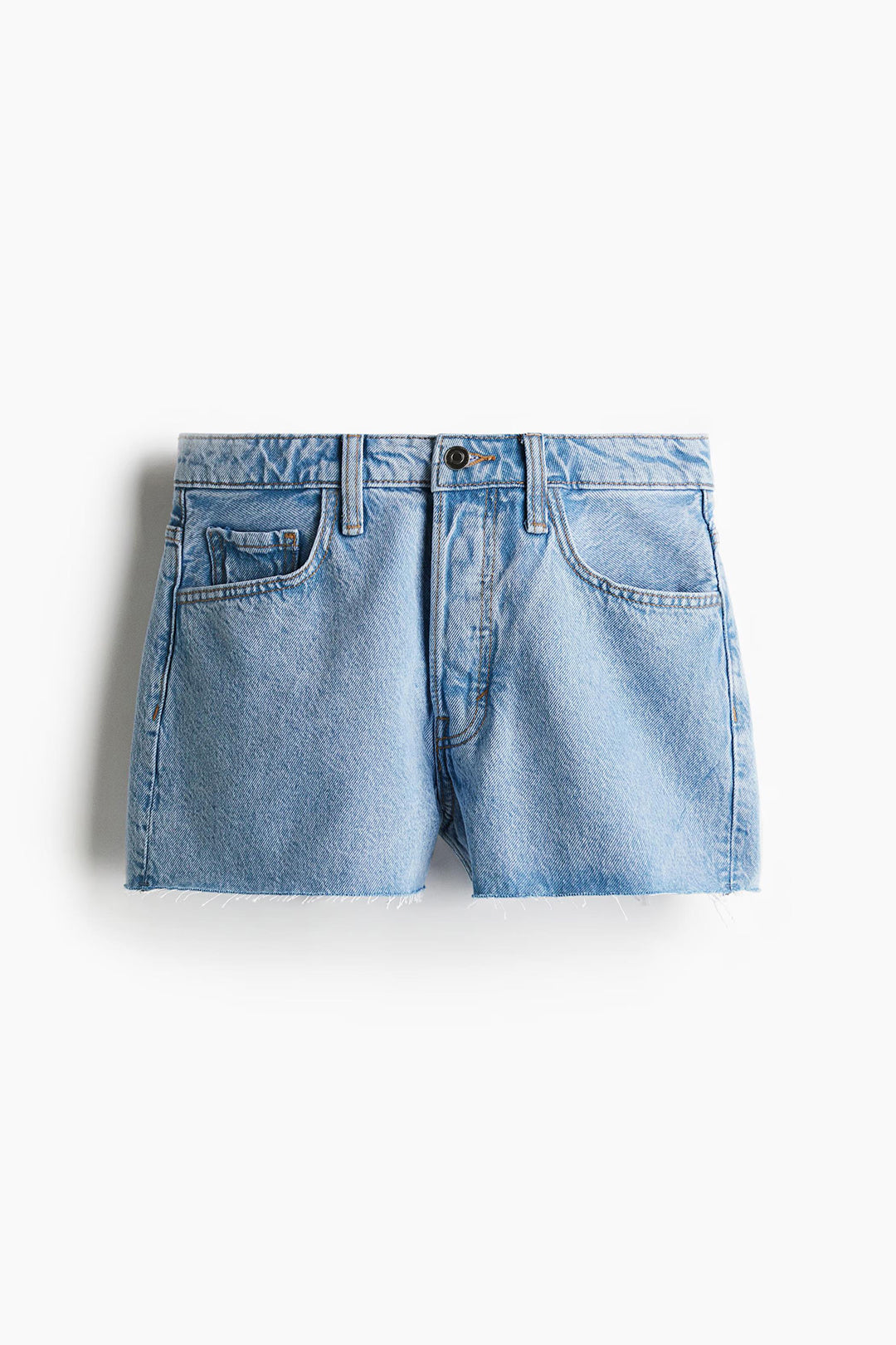 Women's High Waist Light Wash Frayed Denim Shorts
