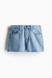 Women's High Waist Light Wash Frayed Denim Shorts