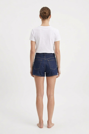 Women's Dark Indigo High Rise Mom Denim Shorts