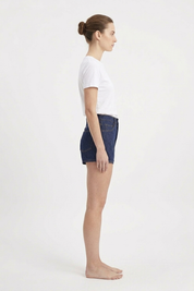 Women's Dark Indigo High Rise Mom Denim Shorts