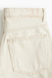 Women's Cream Denim Mini Co-Ord Shorts Set