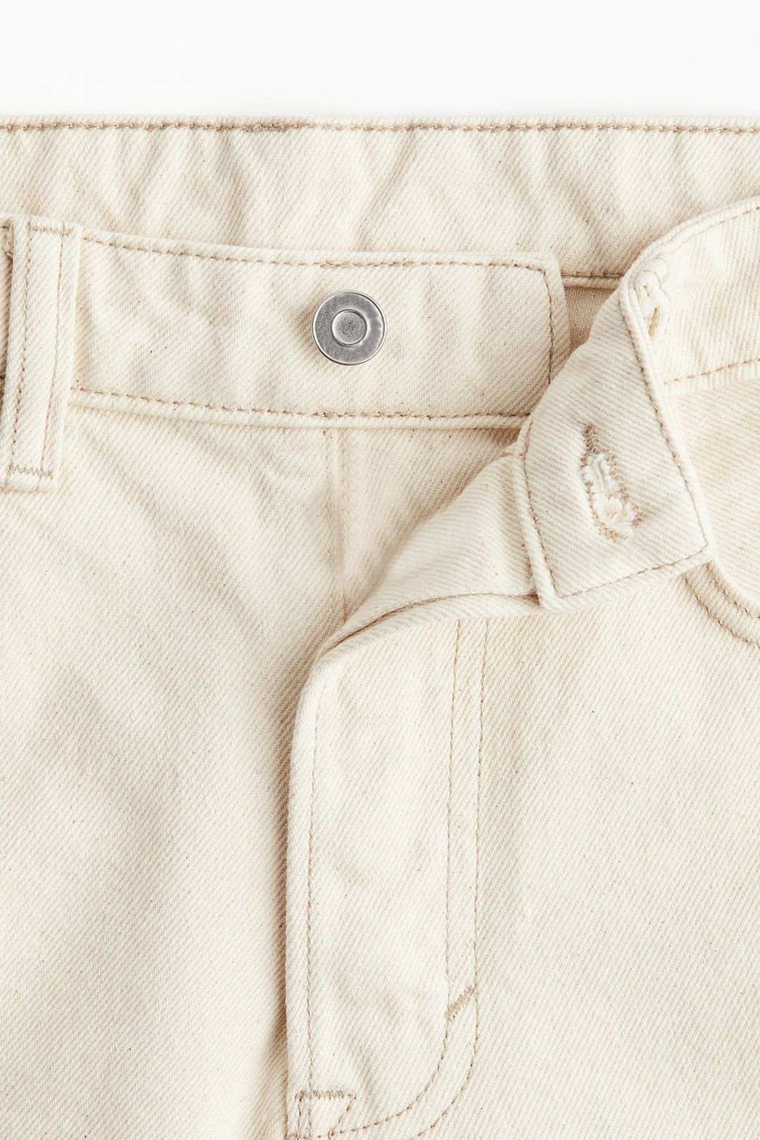 Women's Cream Denim Mini Co-Ord Shorts Set
