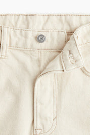 Women's Cream Denim Mini Co-Ord Shorts Set