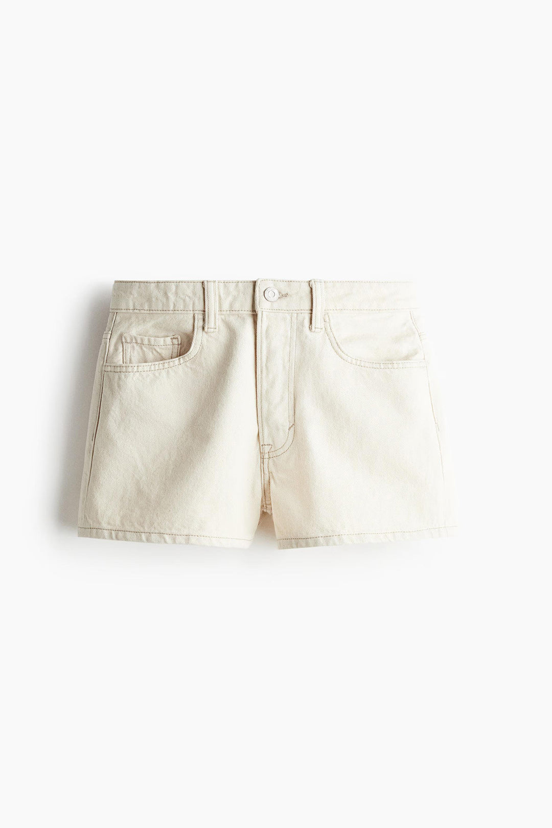 Women's Cream Denim Mini Co-Ord Shorts Set