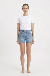 Women's Mid Wash High Waist Classic Denim Shorts