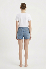 Women's Mid Wash High Waist Classic Denim Shorts