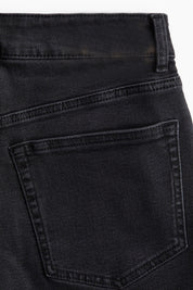 Women's Black High Waist Washed Denim Mini Shorts