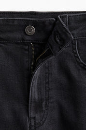 Women's Black High Waist Washed Denim Mini Shorts
