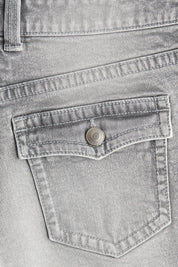 Women's Grey Washed High Waist Denim Mini Shorts