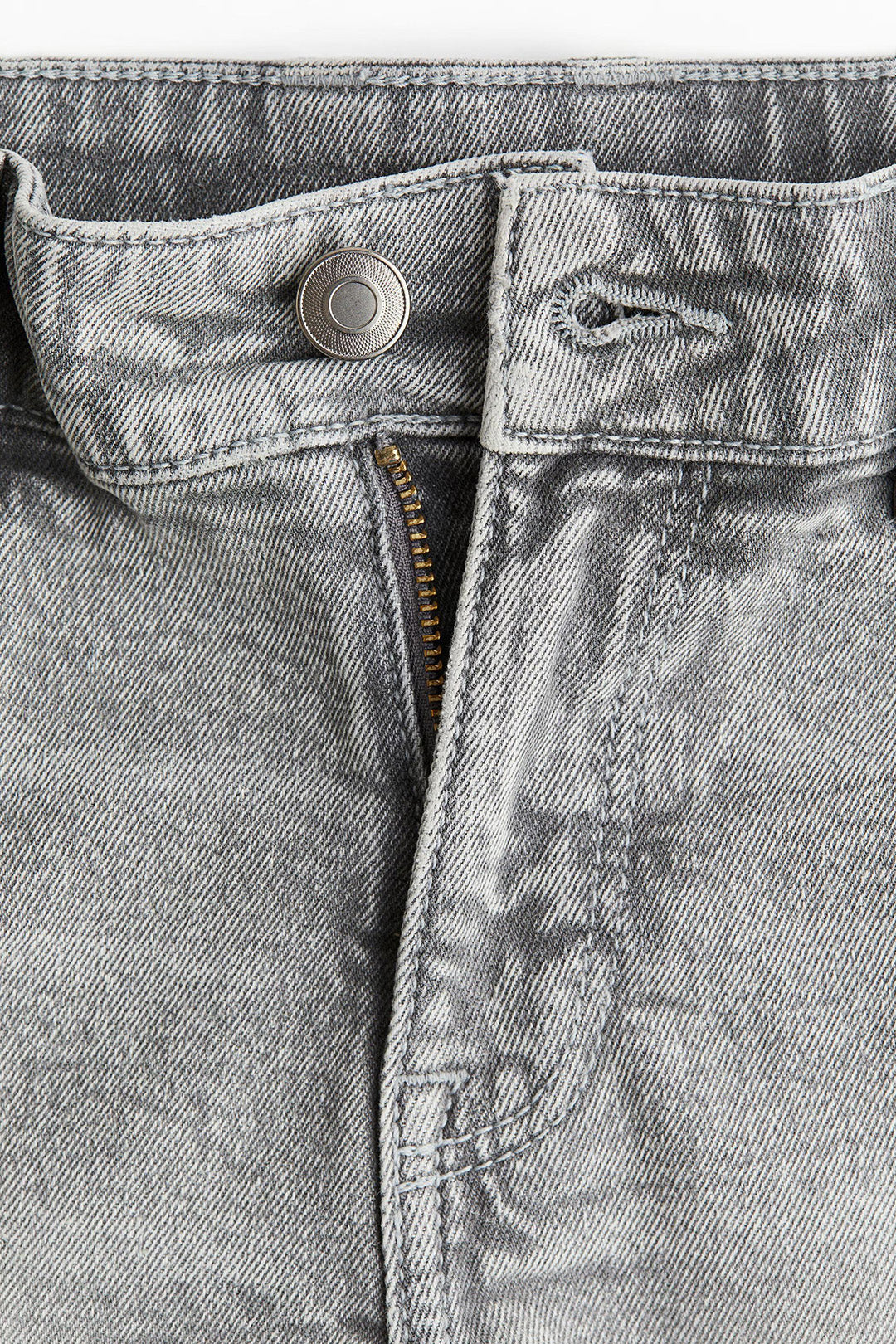 Women's Grey Washed High Waist Denim Mini Shorts