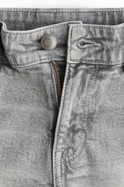 Women's Grey Washed High Waist Denim Mini Shorts
