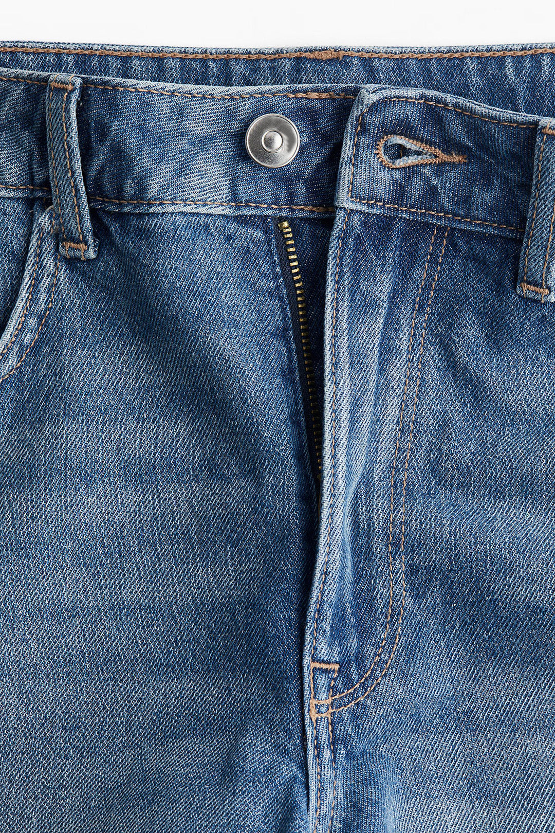 Women's Mid Blue High Waist Cuffed Denim Shorts