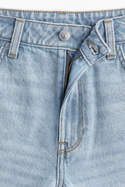 Women's High Waist Light Blue Longer Denim Shorts