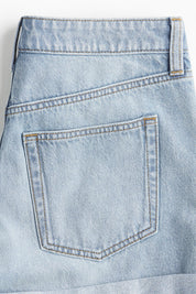 Women's High Waist Light Blue Longer Denim Shorts