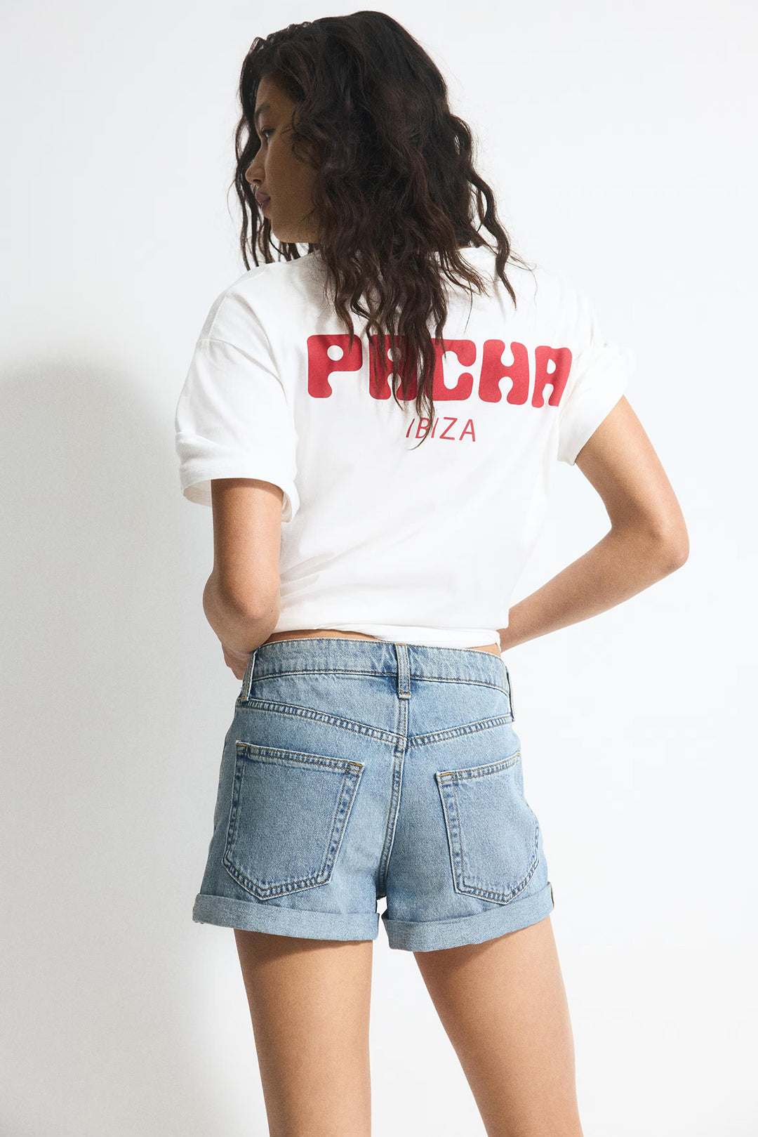 Women's Light Blue Cuffed Casual Denim Mini Shorts
