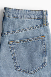 Women's Light Blue Cuffed Casual Denim Mini Shorts