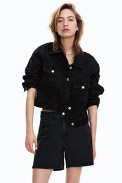 Women's Black High Waist Denim Shorts