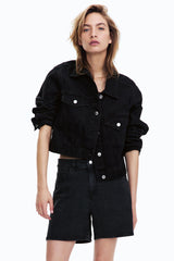 Women's Black High Waist Denim Shorts
