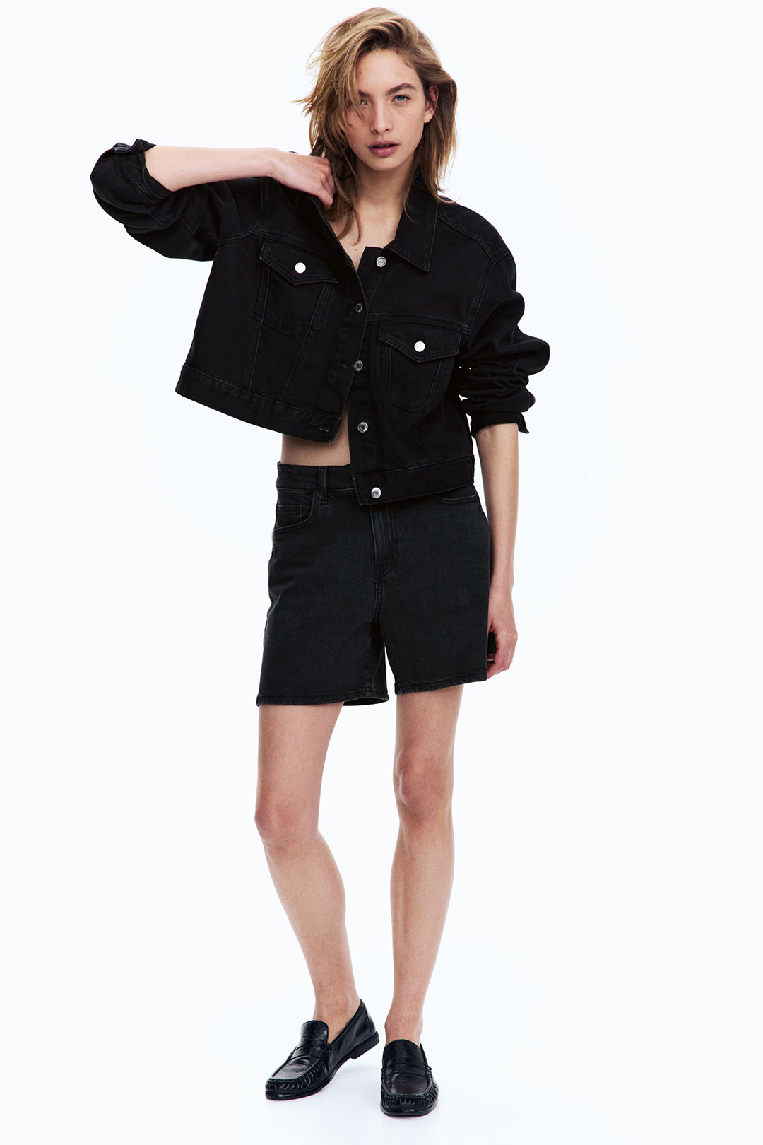 Women's Black High Waist Denim Shorts