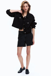 Women's Black High Waist Denim Shorts