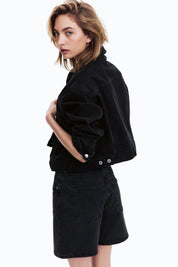 Women's Black High Waist Denim Shorts